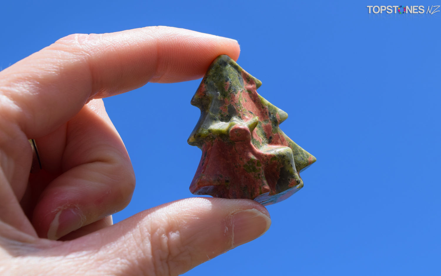 Unakite Christmas tree carving